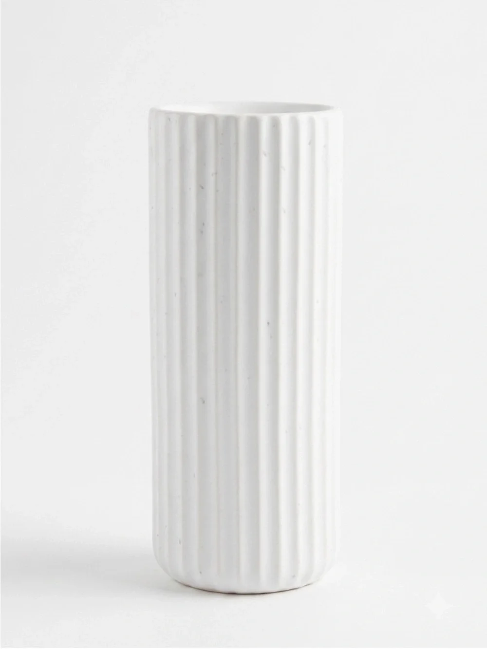NIB Fable Home The Tall Bud Vase Speckled White Ribbed Stoneware Minimalist